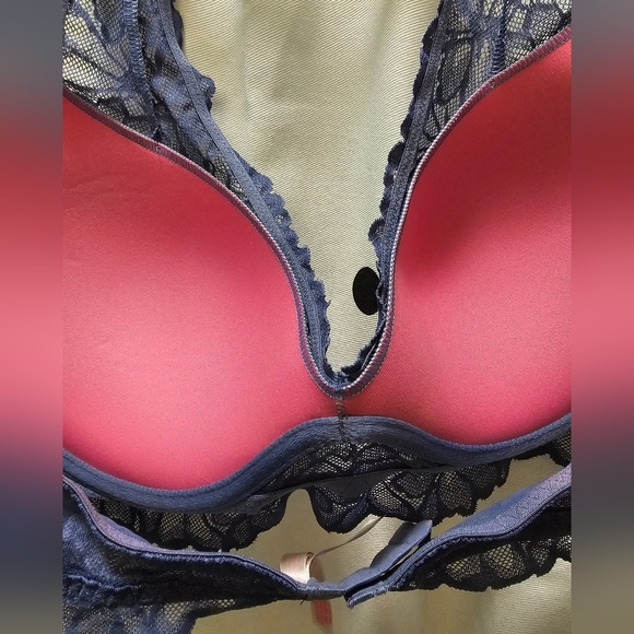 Victoria's Secret PINK padded halter bra gray lace XL hook & eye - Picture 7 of 11